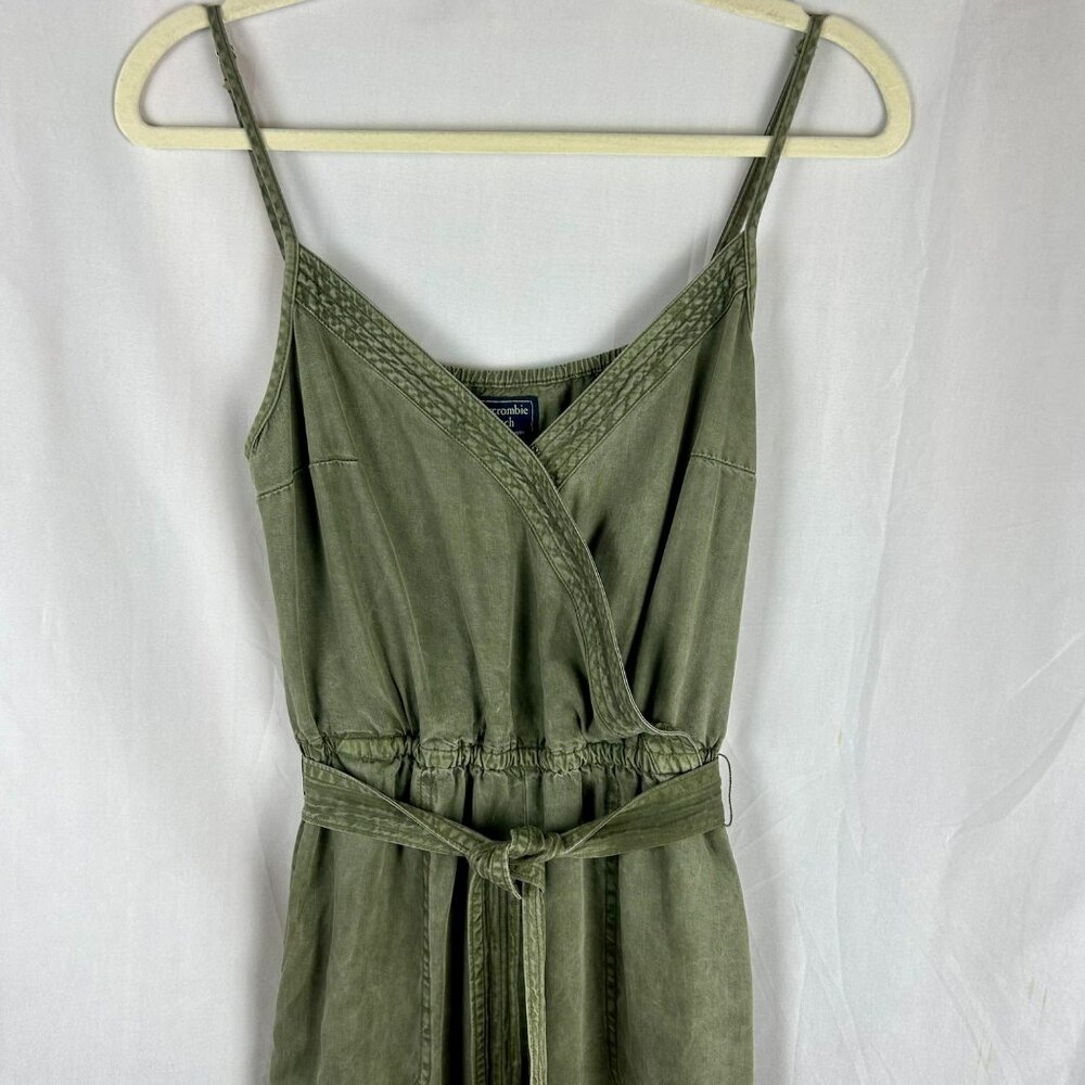 Olive V-Neck Tie-Waist Jumpsuit - Picture 5 of 14